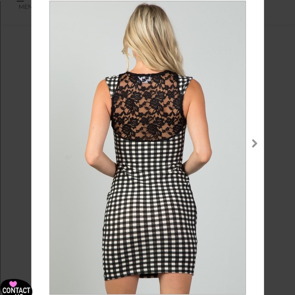 Checkered Lace Mini Dress - Picture 2 of 5